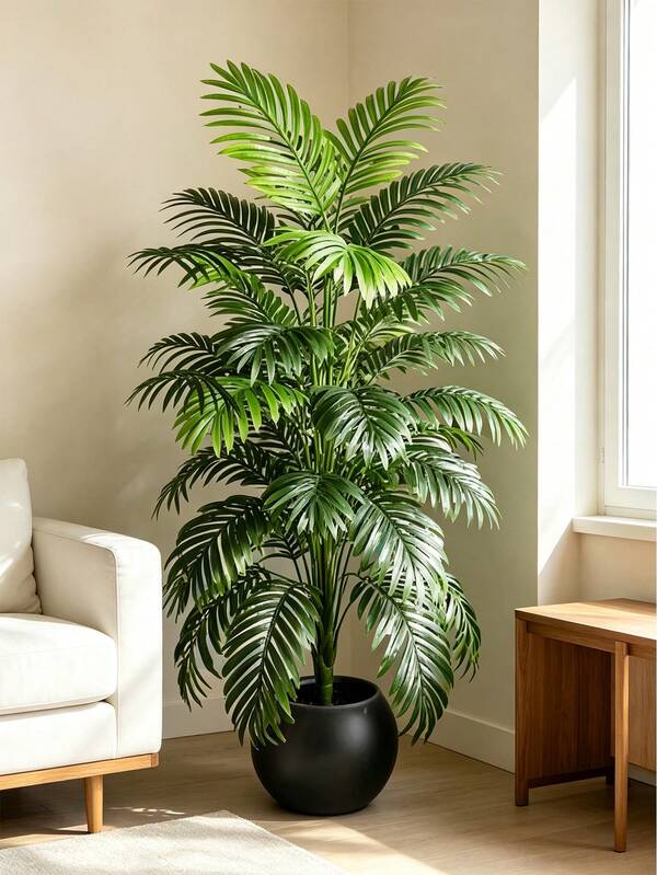 60-125cm Large Artificial Plant Fake Palm Tree Tropical Palm Leaves Realistic Tall Tree Shape Indoor Plastic Monstera Leaves Suitable For Home, Kitchen, Outdoor, Office Decor