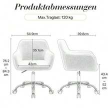 Hengming Height-Adjustable Swivel Faux Fur Vanity Chair For Bedroom & Home Office - 粉色 - 查看 2