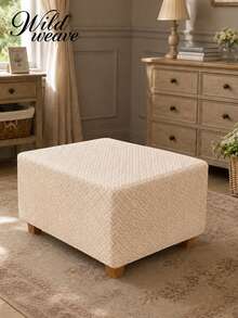 1pc Solid Color Fleece Stool Cover, Removable And Washable Footstool Protector, Suitable For Living Room, Bedroom, Kitchen, Patio, Garden And Multiple Occasions, Single Piece Not Set - Beige - View 8