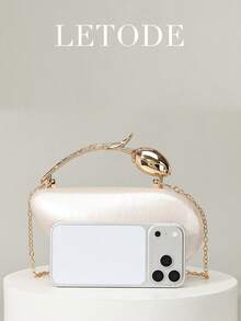 New Personalized Rose-Shaped Acrylic Handbag, Suitable For Parties, Romantic Weddings, Spring/Summer Chain Shoulder Bag, Bridal Bag, Formal Ball Clutch, Elegant Evening Bag, Perfect For Parties, Weddings, Balls, Dinners, Matches Perfectly With Holiday Party Dresses, Evening Gowns, Sequin Dresses, Essential Wedding Accessory For Women's Parties, Graduation Ceremonies, Balls - Beige - View 6