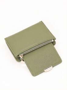 MINGYOU Fashionable Soft Textured Handheld Short Wallet Zipper Coin Purse - Green - View 5