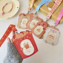 Food Cartoon Lanyard Card Holder Cute Toast Bear Student Campus Meal Card Bus Subway Card Idol Photo Card Storage Protective Case - Multicolor - View 1