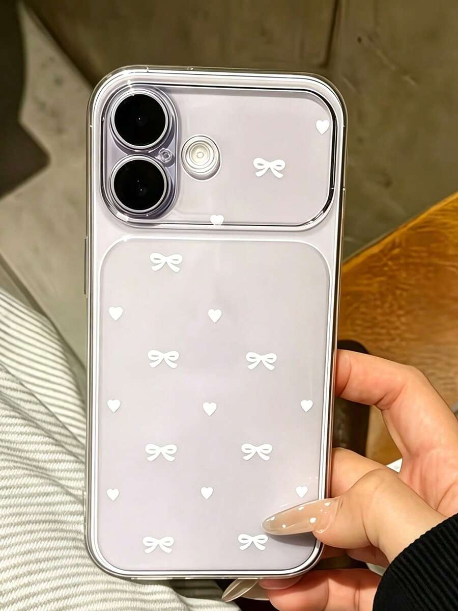 1pc Fashionable Fresh Floral Butterfly Pattern Transparent Frosted Full Coverage Soft Phone Case, With Small Frame Cat Print Design, Suitable For IPhone18/18Pro/18promax/17Promax/17Pro/17/16/15/14/13/15 Pro Max/14/15/16 Plus And Other Models, Ins Style New Phone Protective Cover - Transparent 2 - View 1