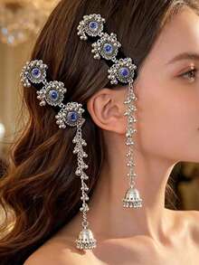 1 Pair Handmade Vintage Arabic Style Hair Accessories, Suitable For Various Parties And Wear During Ramadan - Silver Plated - View 2