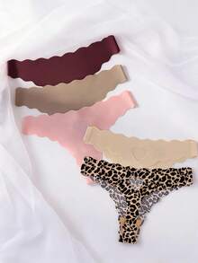 Mystèrelle 5pcs/Pack Multi-Color Women's Adhesive Thong Panties, Hollow Heart Design, Comfortable Breathable Sexy One-Piece Thong - Multicolor - View 6