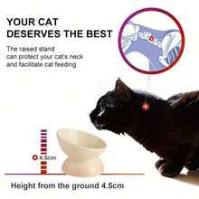 1pc Ceramic Gradient Cat Bowl, Gradient Color Pet Food Bowl With Non-Slip Base, Easy To Clean Shallow Wide Rim Pet Bowl Suitable For Cats And Kittens, Cute Cat Supplies Accessories Gift - Multicolor - View 3