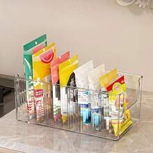 4-Compartment Large Capacity Transparent Seasoning Storage Box, Detachable Dividers, Multi-Purpose Kitchen Storage Box, Refrigerator Storage Box, Suitable For Countertop Use, Multi-Purpose Kitchen Spice Storage Box, Saves Countertop And Cabinet Space, Adjustable And Freely Combinable, Seasoning Organizer Box, No Installation Required / Divider Kitchen Cabinet Spice Bag Storage Rack, Countertop Seasoning Bottle And Jar Storage - Multicolor - View 2