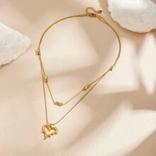 1 PC Two-Layer Hollow Melting Heart Stainless Steel Necklace 18K Gold Plated Anti-Fade Snake Chain Clavicle Accessories Jewelry Gift For Women - Bracelet - View 2