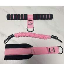 3 PiecesResistance Band Set With Hand Grips & Foot Pedals, Adjustable Tubular Foot Pedal Sit-Up Trainer, Portable Full-Body Workout Equipment For Abs, Arms, Legs, Waist Training & Core Pilates - Pink - View 11