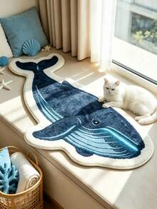 1pc White & Blue Striped Whale Doormat, Small Rug, Welcome Mat, Carpet, Floor Mat, Outdoor Doormat, Kitchen Rug, Home Decor, Front Door Mat, Area Rug, Outdoor Mat, Home Decor, Area Carpet, Garden Rug, Washable Carpet - Multicolor - View 3