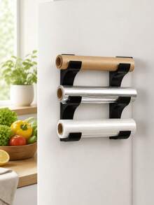 2pcs Wall-Mounted Storage Rack, Can Hold 3 Rolls Of Kitchen Paper Towels, Plastic Wrap Or Aluminum Foil, Space-Saving Design, No-Drill Installation, Suitable For Cabinet Doors And Tile Walls, Keep Your Kitchen Organized And Tidy - Multicolor - View 5
