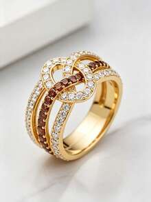 ZHIXUN 1pc French Fashion Exquisite Synthetic Zirconia Ring, Suitable For Women, Applicable For Party Wear, Daily Wear And Year-Round Use, Perfect For Holiday Gifts - Ring - View 3