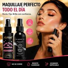Set MOPOYAT de 2 Sprays Fijadores: Larga Duración + Acabado Mate – Te aguanta el maquillaje, te controla los brillos y te lo deja con mejor aspecto – Pa' que no batalles con el calor – 2 Piezas - negro - Ver 1