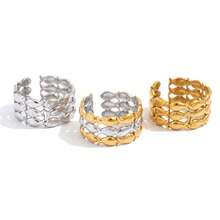 Uself 3pcs/1pc Ocean Fish Shaped Open 18K Gold Plated Stainless Steel Ring, Ocean Style Jewelry Gift Suitable For Women, Perfect For Beach Vacation Wear - Multicolor - View 7