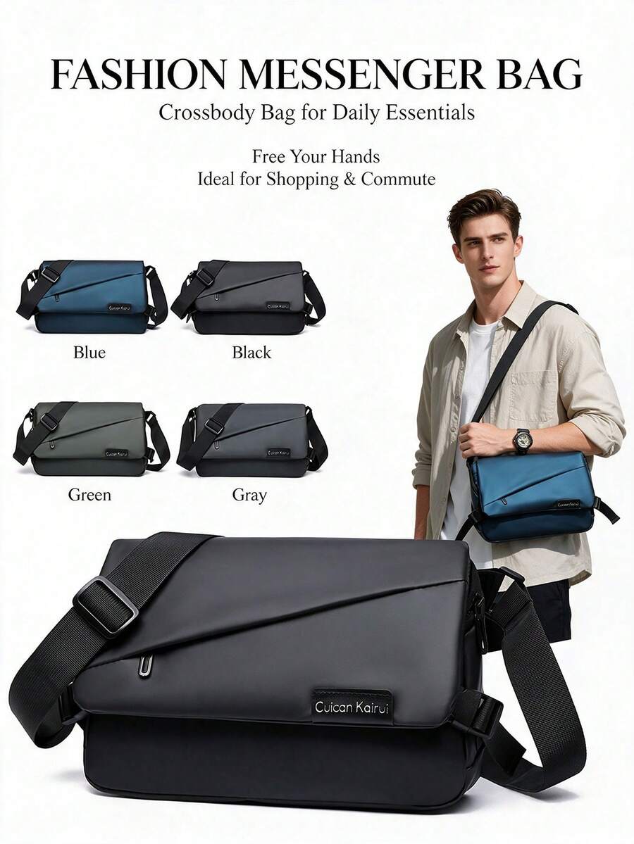 1pc Men's Fashion Messenger Crossbody Bag, Multi-Compartment Storage Shoulder Bag, Lightweight Casual Commuter Shopping Small Crossbody Bag
