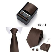 AlanKing Solid Color Men's Tie, Pocket Square, Cufflinks And Tie Clip 4-Piece Set, Premium Gift Box, Suitable For Formal Business And Formal Interviews - Color Mixing - View 5