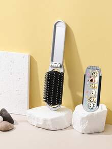 Cute Cat Print Folding Comb With Mirror, Portable Pocket Travel Hairbrush, Foldable Mini Styling Detangling Comb, Compact Hair Styling Tool For Women, Girls, Teens, Suitable For Daily Hair Care, Outdoor Travel, Vacation, Bag Carry, Dorm Use, Holiday And Birthday Gift - Multicolor - View 14
