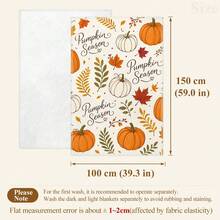 1pc Thanksgiving Autumn Decor Throw Blanket, Autumn Pumpkin Maple Leaf Berry Pattern Flannel Single-Sided Printed Blanket, Perfect For Holiday, Birthday, Sofa And Home Decor - Multicolor - View 12