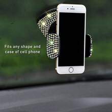 1pc Shiny Car Phone Holder, 360° Adjustable Crystal Dashboard Phone Mount, Universal Car Phone Holder For Windshield And Dashboard - A - View 6