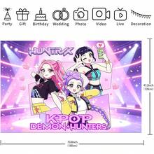 WPETLE K-Pop DemonHunters Collage Comic Style Backdrop, Purple & Pink Stage Spotlight Photo Background, Girl Theme Party Wall Decor - Multicolor - View 16
