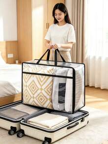 1/3/4pcs Extra Large 40L Transparent Plastic Storage Bags With Zipper And Reinforced Handles, Suitable For Clothes, Bedding, Blankets, Bed Linens, Pet Supplies And Moving Supplies, Home Storage, Organization, Closet And Storage Room - Multicolor - View 1