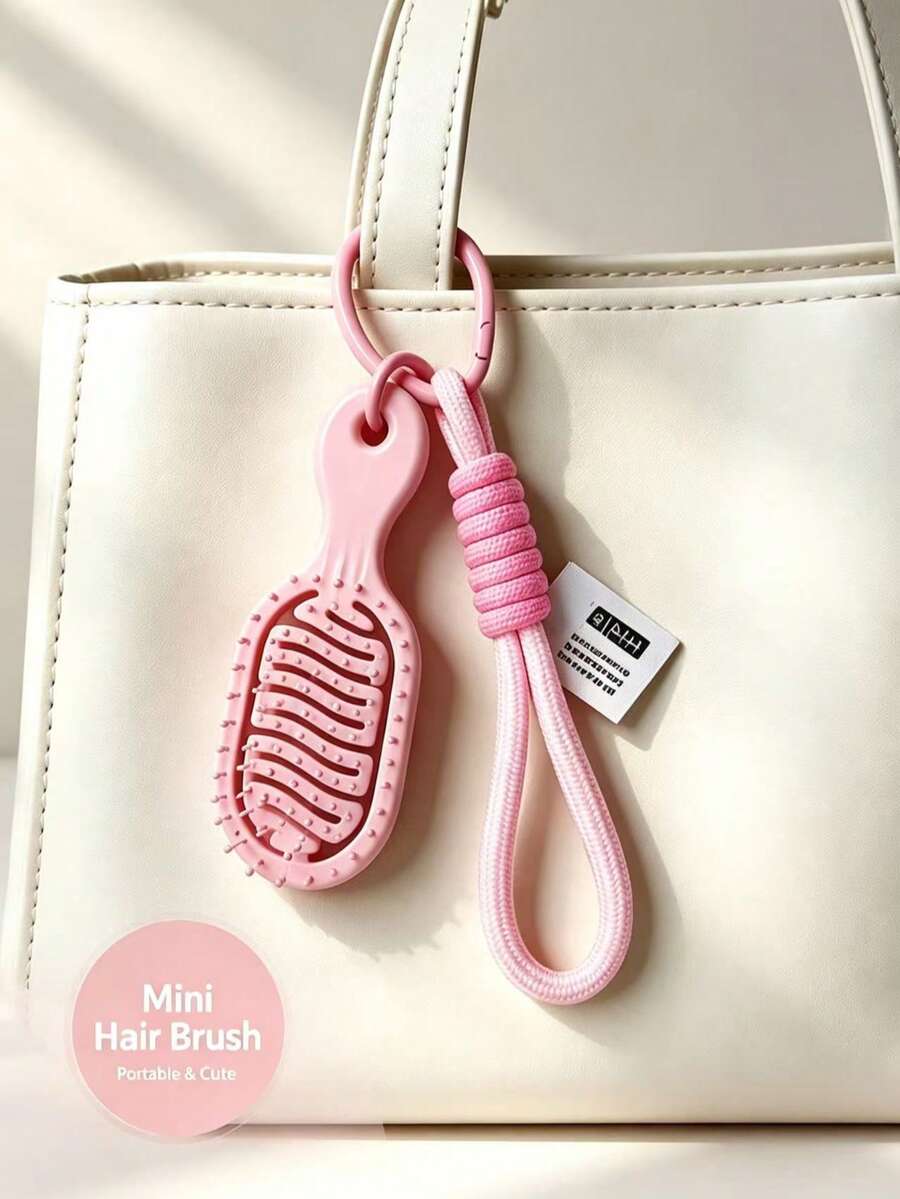 Mini Portable Wet & Dry Massage Comb With Hanging Rope Design, Anti-Tangle Detangling Hair Brush, Scalp Massage Care Comb, Lightweight And Easy To Carry, Suitable For Travel, Commute, School, Office, Gym And Outdoor Activities - Multicolor - View 1