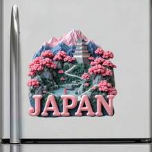 日本紅暈與棉雲之城，花瓣滿盈湖泊上的磁鐵，山巒夢幻粉色，小船漂入柔美童話，適用於家中所有金屬表面的紀念品 - I - 查看 3