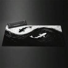 Black White Koi Mouse Pad Gamer XL Extra Large Home Mousepad XXL Office Natural Rubber Carpet PC Table Mat Mouse Mats - View 6