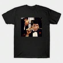 ScarfaceS Al Pacino Retro Graphic T-Shirt, Oversized Cotton Short Sleeve Crew Neck T Shirt Summer Outfit - 黑色1 - 查看 9