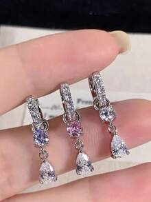 1 buah Anting Tusuk Tulang Rawan Rumbai Tetesan Air Bulan Berkedip, Anting Tusuk Berlapis Lucu untuk Wanita - Liontin berbentuk tetesan air - View 6