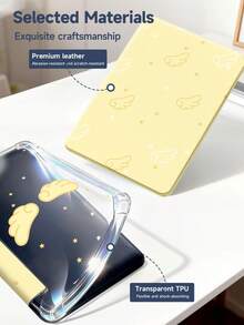 奶油黃翅膀與星星狗狗口號圖案平板保護殼，相容 iPad 9.7/10.2/10.5/10.9/12.9/Pro 11、第 10 代，相容 Galaxy Tab S6 Lite 10.4 吋，相容 Kindle Paperwhite 第 12 代 2024、Kindle (第 11 代-2024 發行)，柔軟防摔，智慧支架/自動喚醒/睡眠，Y 型折疊平板保護套，多種觀看角度 - 彩色 - 查看 10