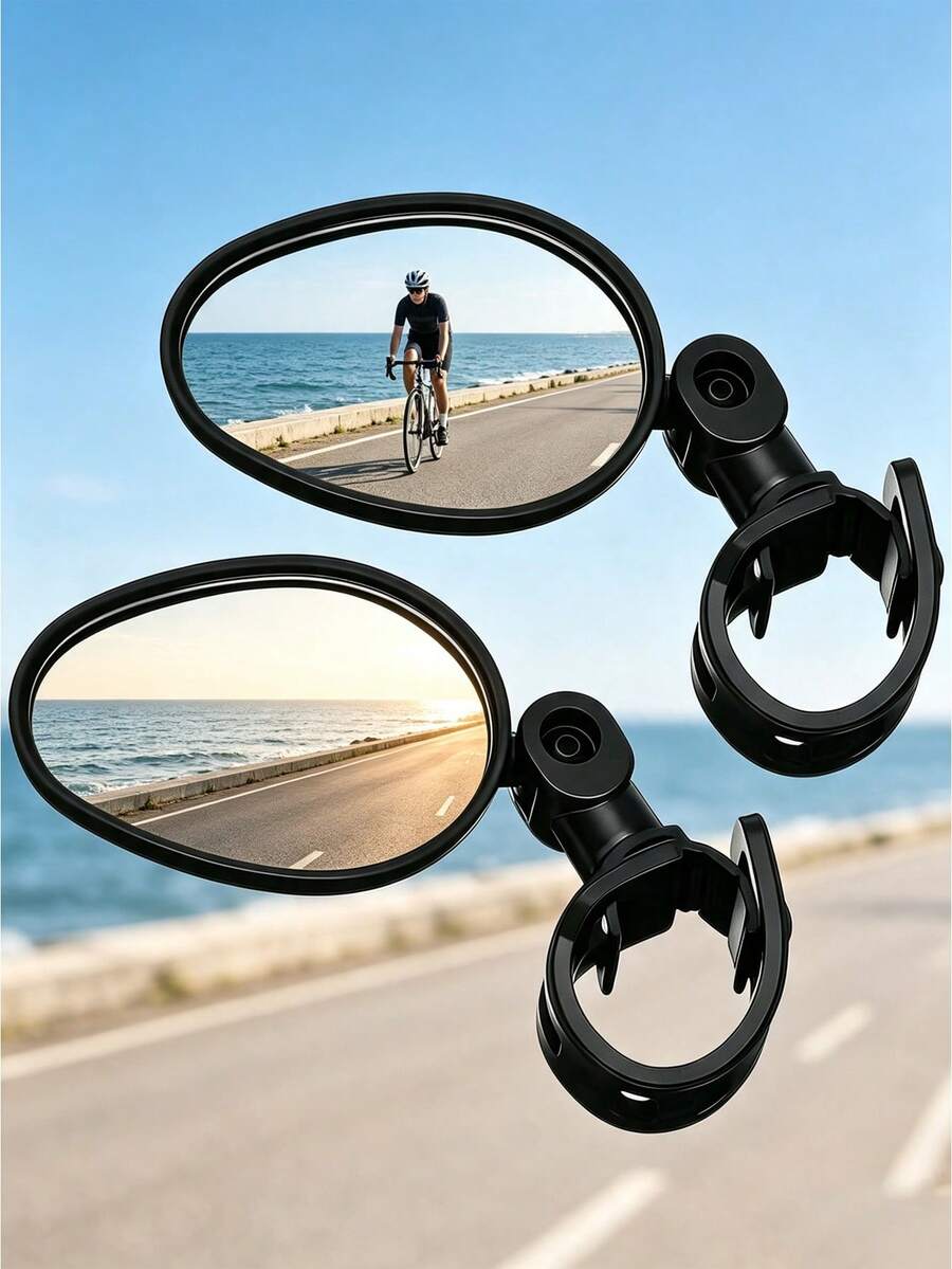 Bicycle Rearview Mirror + Cleaning Tool - Durable 360° Rotating Bicycle Rearview Mirror, Bicycle Reflective Mirror, Handlebar Bicycle Mirror, Adjustable, Universal Fit, High-Definition View, Easy Installation. Extra Large Field Of View, Eliminate Riding Blind Spots - Oval Rearview Mirror, Shock-Resistant Handlebar Mirror, Suitable For Commuting, Mountain Biking And Road Biking, Best Choice For Classmates, Friends, Parents, Cycling Enthusiasts, Back To School, Thanksgiving, Christmas, Holiday Riding Essentials - Multicolor - View 1