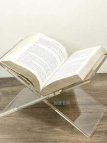 1pc X-Shaped Transparent Acrylic Bookshelf, Reading Book Stand, Music Album & Book Display Rack, Suitable For Library Reading And Book Storage, Cookbook, Music Album And Various Books, Kitchen Countertop Decorative Bookshelf - Transparent - View 6
