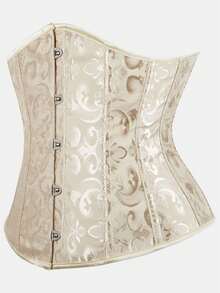 Court Style Jacquard Waist Cincher With Front Buckle And Back Lace-Up, Fishbone Corset For Daily Wear, Party And Halloween Outfit - Multicolor - View 45