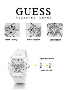 Jam Tangan Multifungsi Pria GUESS - Tali Silikon, Dial Hitam Berbentuk Silinder, Jam Tangan Pria Bergaya Sporty, Cocok untuk Bisnis dan Pemakaian Sehari-hari. Jam Tangan Ini Merupakan Hadiah Ideal untuknya. - warna - View 7
