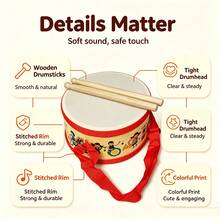 6 Inch Wooden Small Drum War Drum Teaching Aid Percussion Drum School Performance Instrument Orff Children Percussion Instrument - Multicolor - View 6