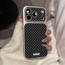 1pc New Luxury Polka Dot Fashion Phone Case, Compatible With Apple 17 Pro Max, 17 Pro, 17 Air, 17, 16, 15, 14, 13, 12, 11 Pro Max, High Quality Protective Cover, Large Camera Window, Shockproof Soft Edge Soft Shell - Black - View 1