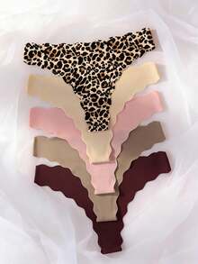 Mystèrelle 5pcs/Pack Multi-Color Women's Adhesive Thong Panties, Hollow Heart Design, Comfortable Breathable Sexy One-Piece Thong - Multicolor - View 5