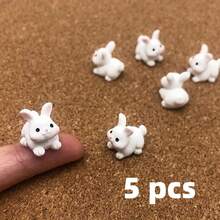 50/30/20/10/5/1pc Mini Resin Rabbit Figurines - Cute Q-Version Sitting/Lying Rabbit, Includes Sitting, Lying, Kneeling And Standing Poses, Suitable For DIY Miniature Garden, Easter Decoration, Dollhouse Scene Arrangement - Outdoor/Miniature Rabbit Statue 5-Piece Set - One Size - View 11