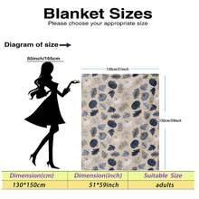 1pc Neutral Beige Base Blue Pumpkin Maple Leaf Throw Blanket, Thanksgiving Autumn Home Decor Nap Flannel Fleece Blanket - Multicolor - View 7