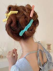 Crocodile Hair Clips, Suitable For Face Washing And Styling, Seamless Partition Alligator Hair Clips, Women's Forehead, Side And Bangs Clips, Hair Accessories - Multicolor - View 1