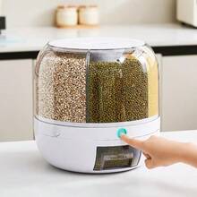 Asnews Grain Storage Tank, Rotating Rice/Food Dispenser, 360° Rotating Food Dispenser, Easy One Click Rice Retrieval, Perfect For Wheat Grains, Beans, And Rice In The Kitchen - View 10