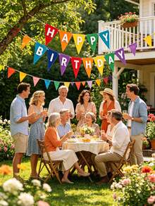 Colorful Felt Birthday Triangle Bunting Garland, Pre-Assembled (Not For Individual Wear), Includes "Happy Birthday" Letter Banner, Double-Layer Design, Suitable For Birthday Party Decoration - A - View 6