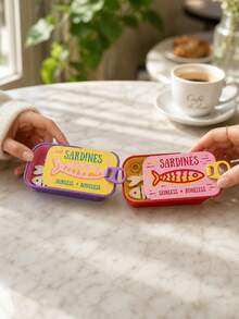 1 Set Vintage Sardine Mini Jewelry Storage Box, Earring Ring Necklace Compartment Storage, Portable Earring Box, Mini Jewelry Storage Box, Portable Ring Storage Box, Cartoon Fish Bone Jewelry Box, Travel Small Jewelry Storage Box - Multicolor - View 5