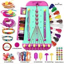 2-In-1 DIY Friendship Bracelet Making Kit, Includes 10 Pre-Cut Yarn Strings And 10 Braiding Cords, Can Be Edited Into Two Different Types Of Ropes, Suitable For Girls Aged 6-14 As Birthday Gift - Multicolor - View 13
