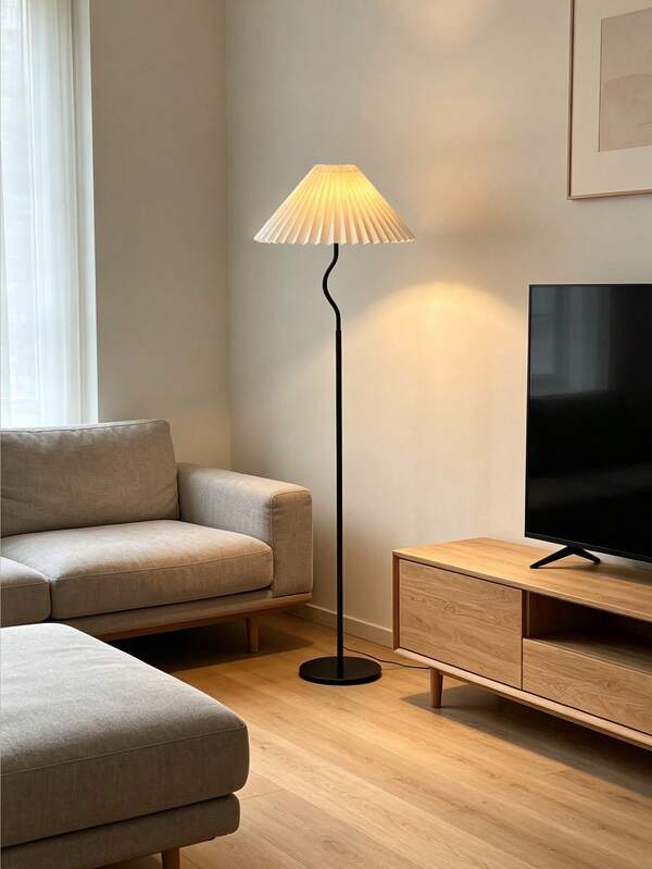 1pc Minimalist Design Floor Lamp Standing High-End Ins Style Black White Nordic Vintage Simple Pole Style Suitable For Living Room Bedroom Master Bedroom Guest Room TV Side Dining Room Bedside Homestay