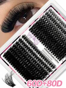 Waloshow 14 Rows Grafting False Eyelashes 40D 60D Faux Mink Eyelashes Mixed Length Natural Style 3D Russian Dense Single Cluster Eyelashes Black Paper Box Makeup Tool - C - View 4