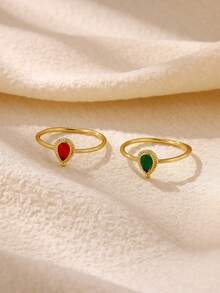 1pc Unique Minimalist Cat Eye Stone Ring For Women, Copper Closed Loop Finger Ring, Edgy Design - JZ2881G-4 - View 9