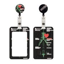 Cute Hug‑Style Human Organ Anatomical Heart Retractable Badge Reel And ID Card Holder, Cartoon Ribcage Name Tag Card Cover, Nurse Doctor Medical Staff Work Accessory Gift - Anatomy Heart - View 7