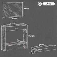 Elegant Hallway Organizer, Modern Vanity Table With Mirror, Console Table - Nature - View 9